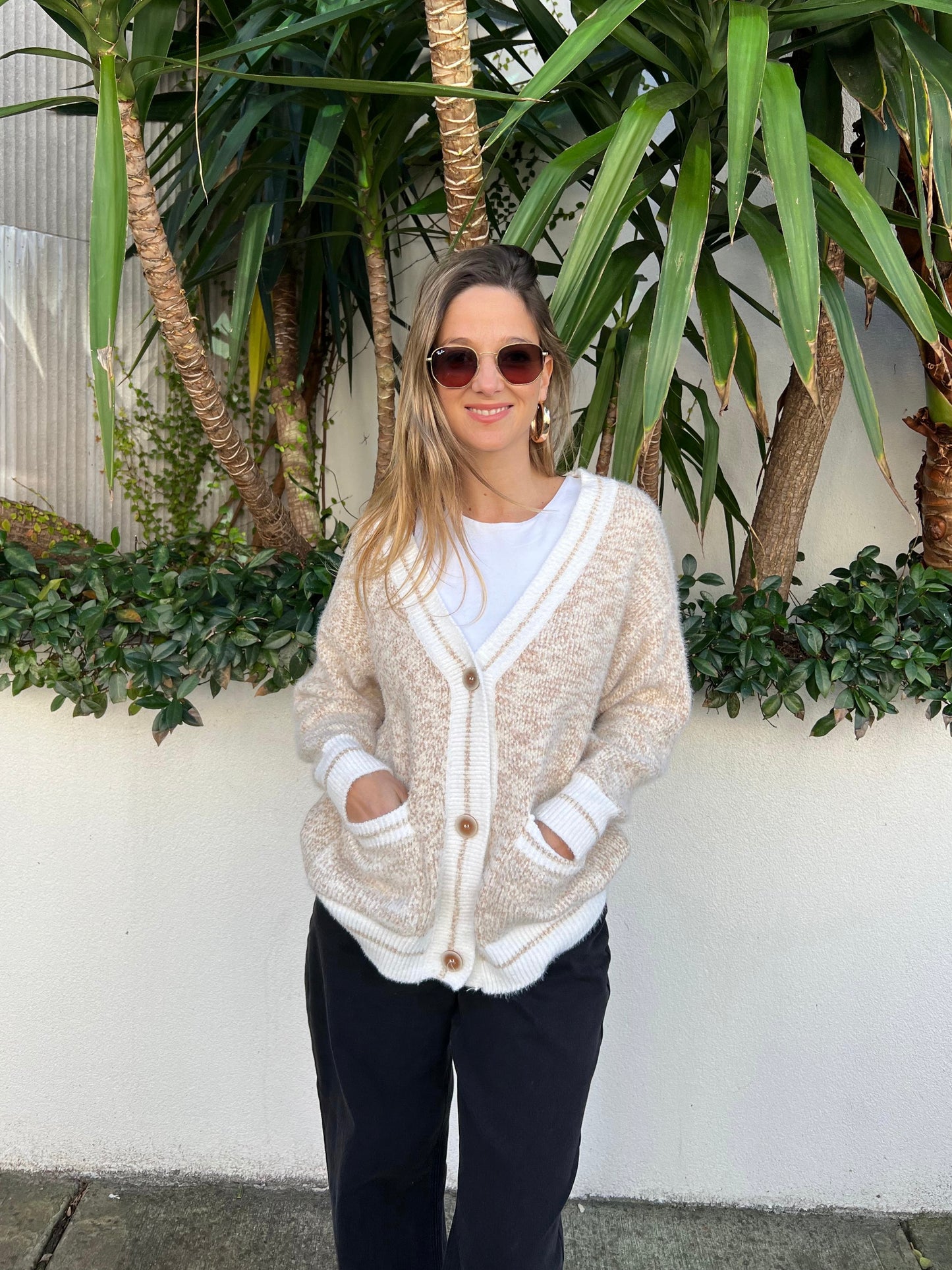 Hunky Knit Cardigan beige