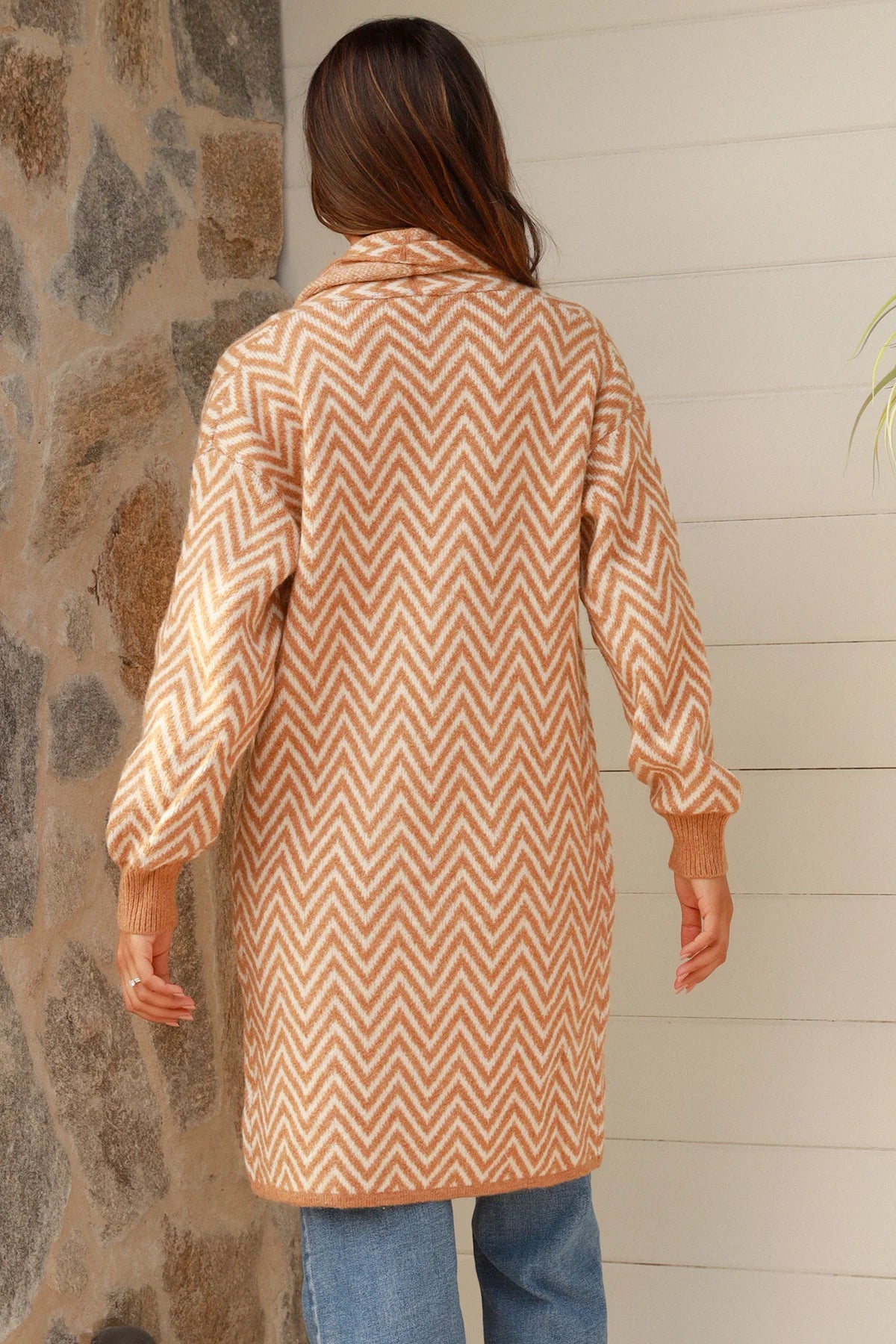 Zigzag Camel cardigan