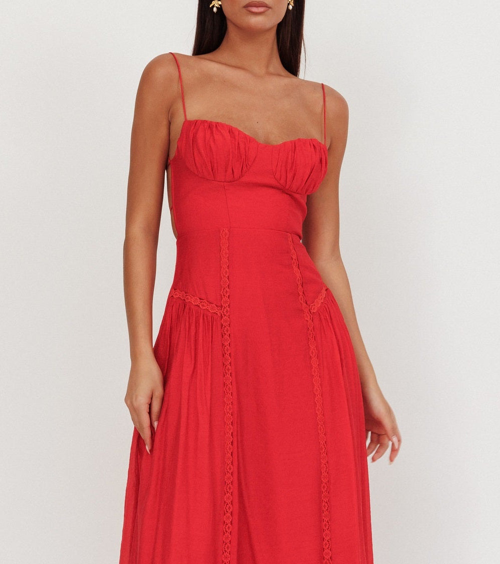 Lizzie red midi dress
