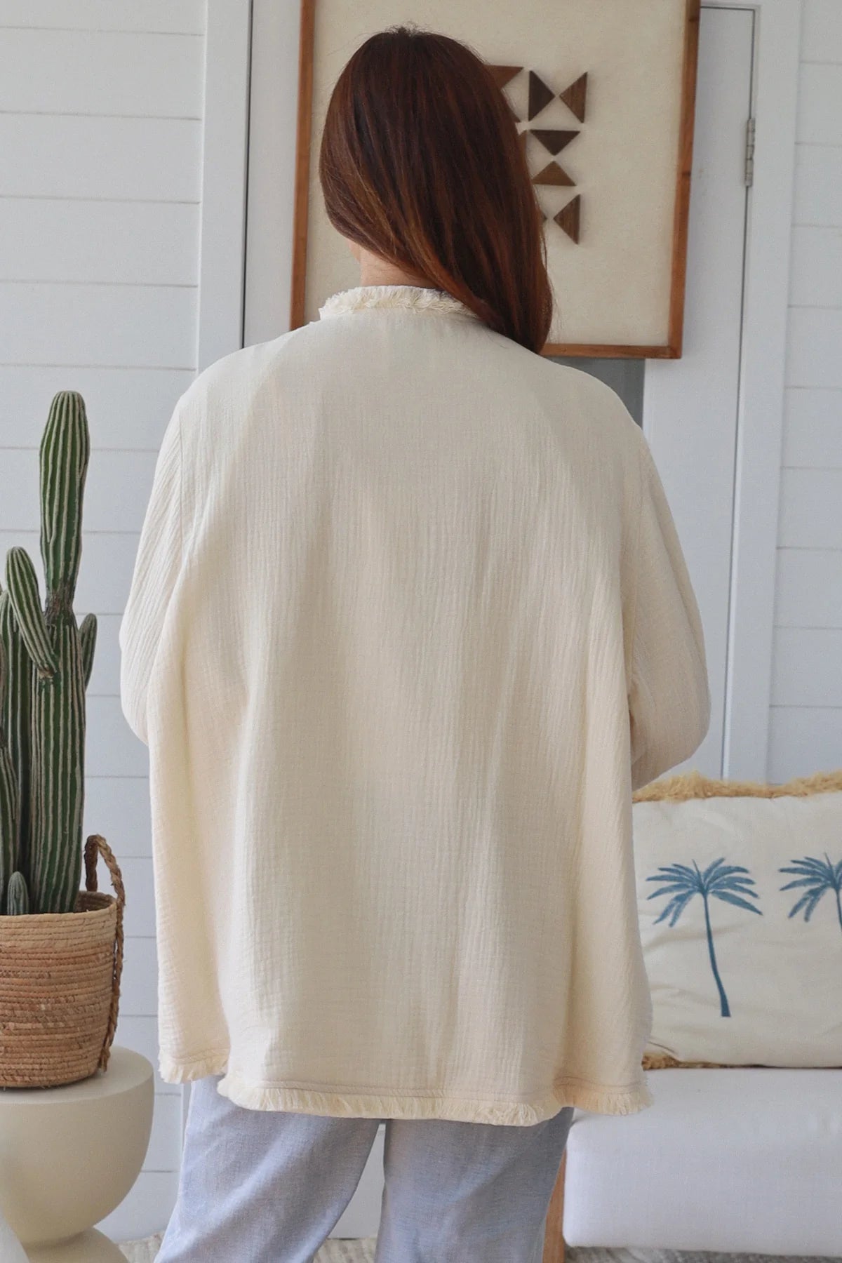 Boho Embroidered Cotton Cardigan – 100% Cotton