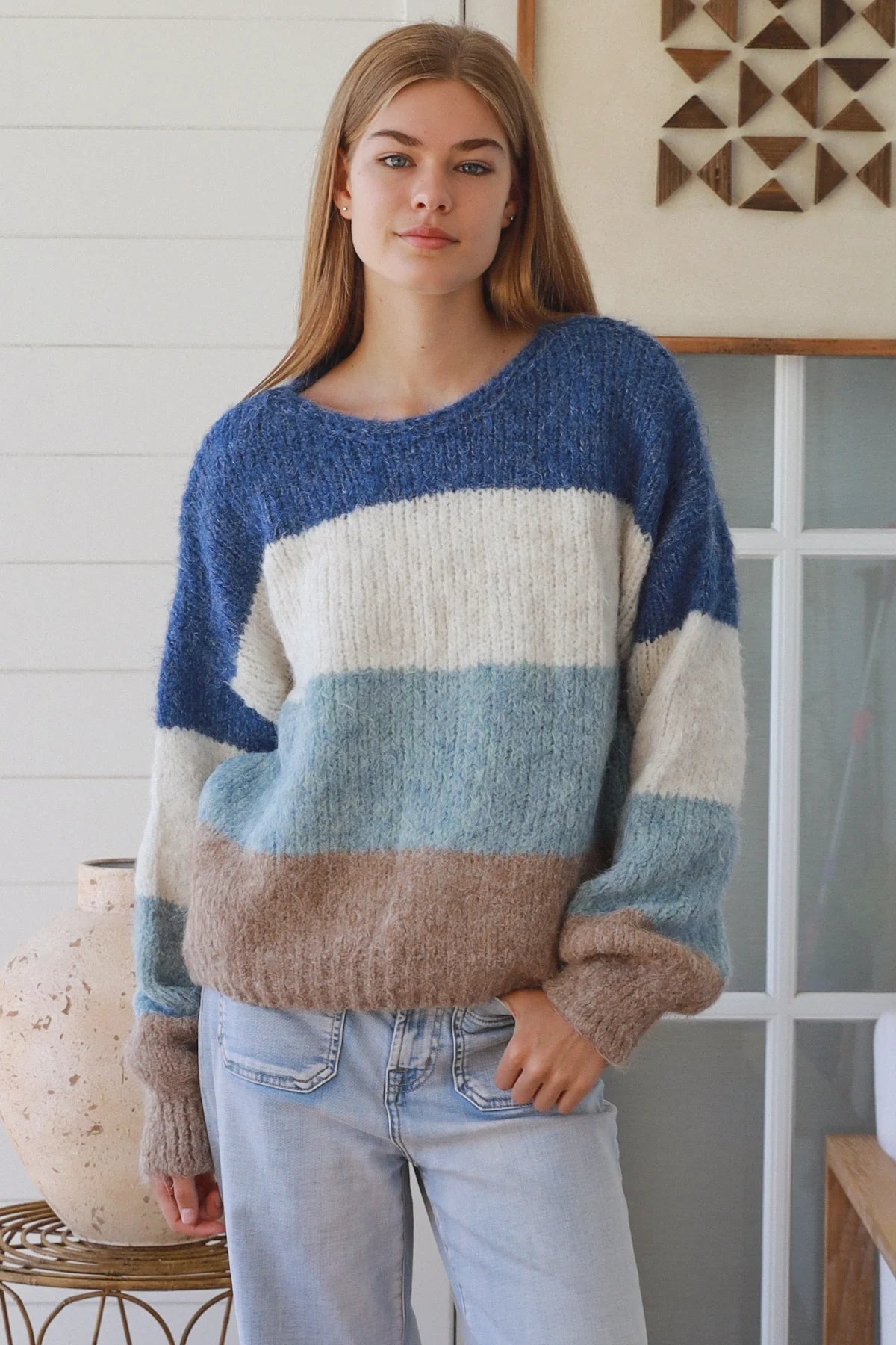 Ocean Whisper Colorblock Knit Sweater