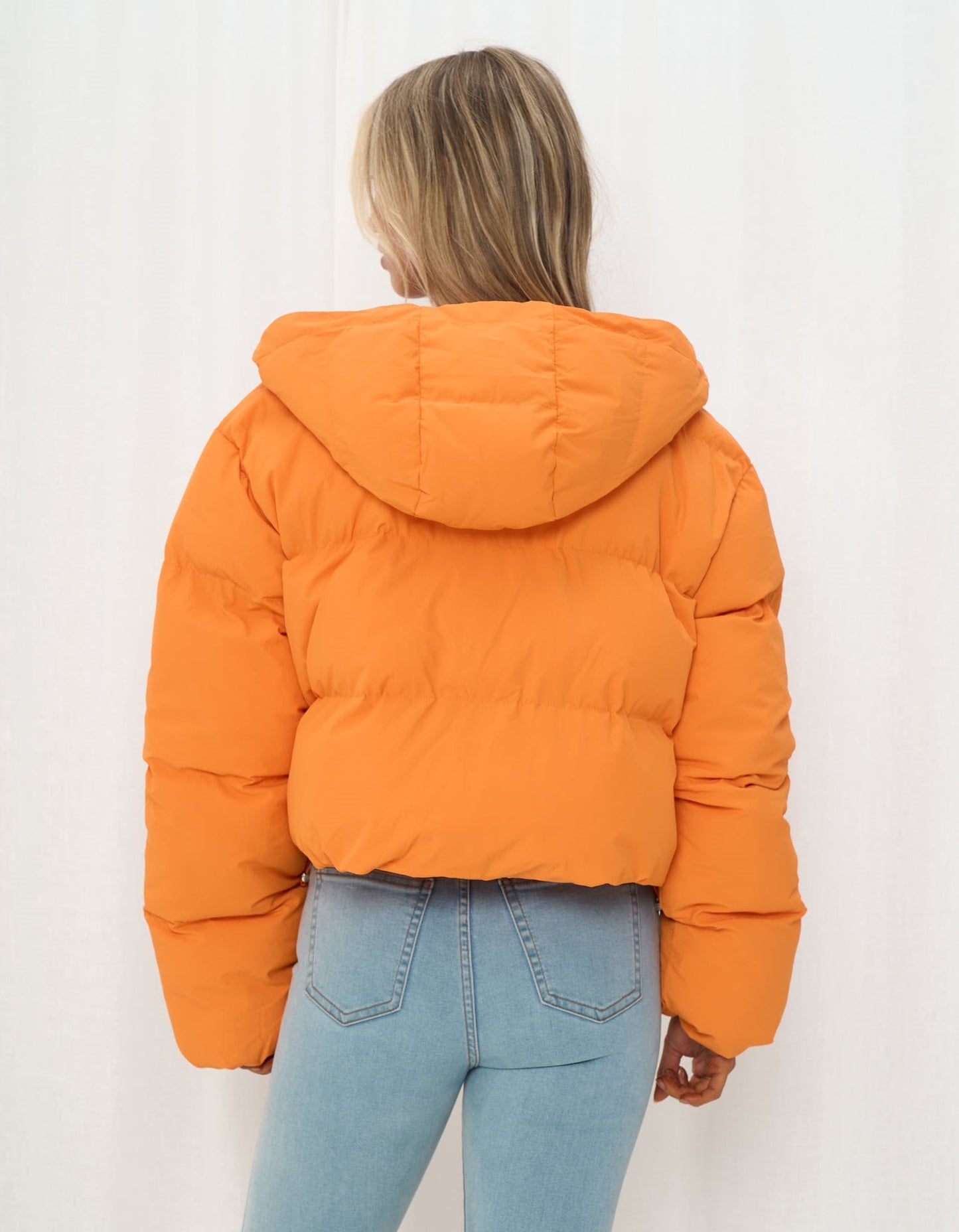Cropped Puffer Jacket – Tangerine Pop