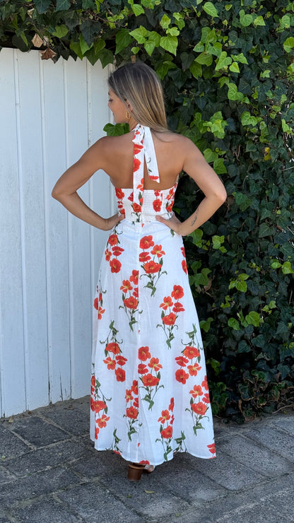 Valencia Orange Bloom Maxi Dress