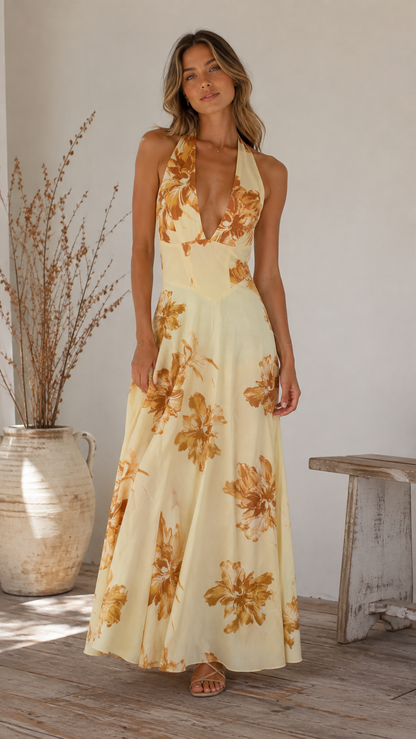 Golden Bloom Maxi Dress