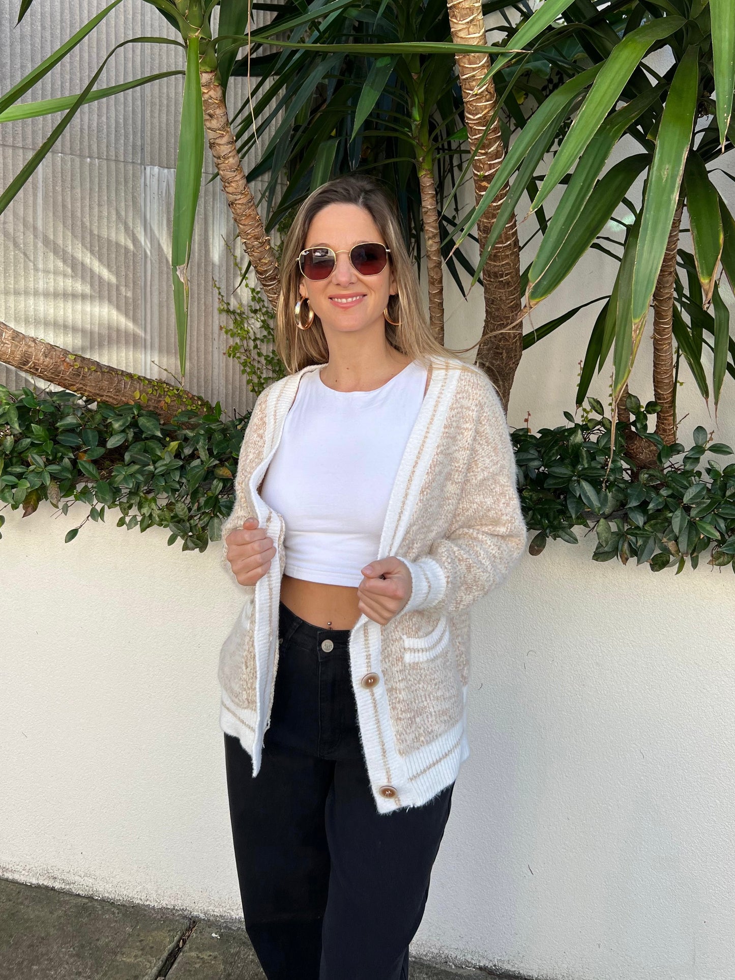 Hunky Knit Cardigan beige
