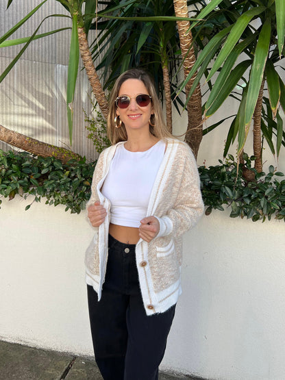 Hunky Knit Cardigan beige