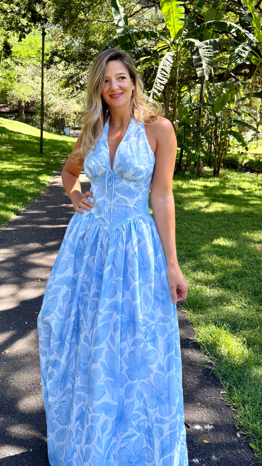 Blue Breeze halter maxi dress