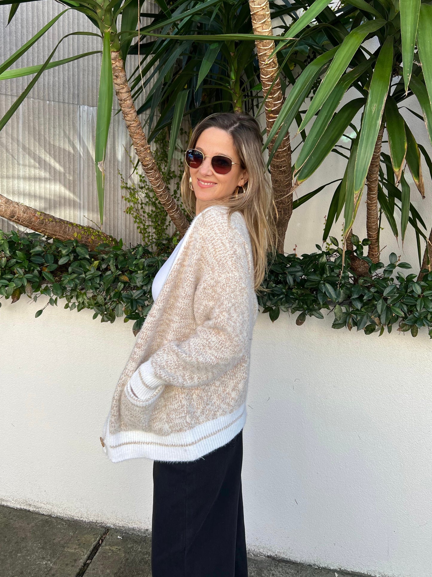 Hunky Knit Cardigan beige
