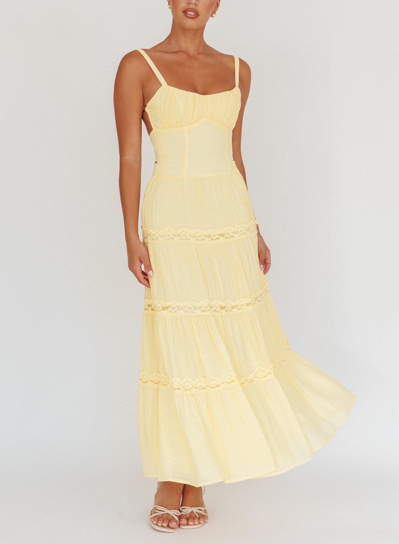 Sorrento Lemon Lace Maxi Dress