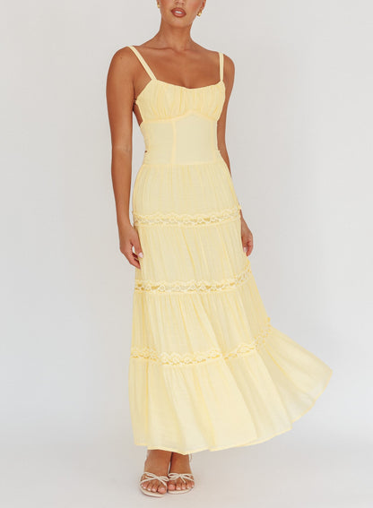 Sorrento Lemon Lace Maxi Dress