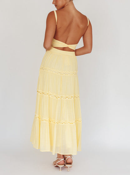 Sorrento Lemon Lace Maxi Dress