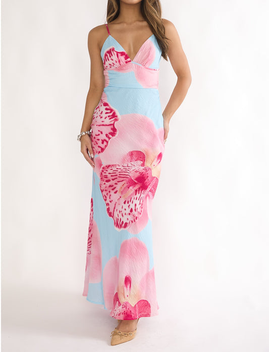 Eden Bloom Backless Maxi Dress (blue)