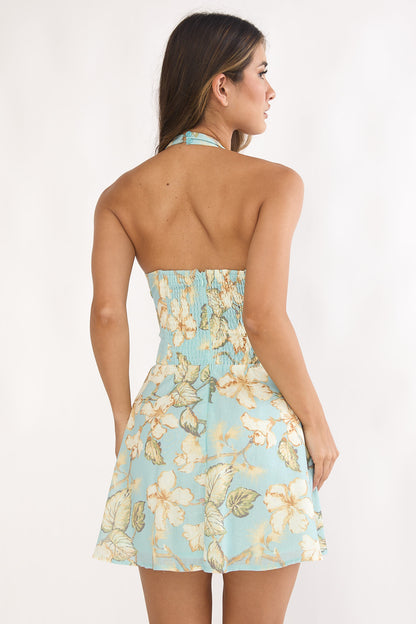 Island Garden Halter Mini Dress