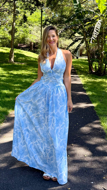 Blue Breeze halter maxi dress
