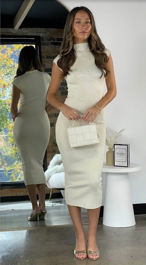 Sevyn Knit Cream Midi Dress