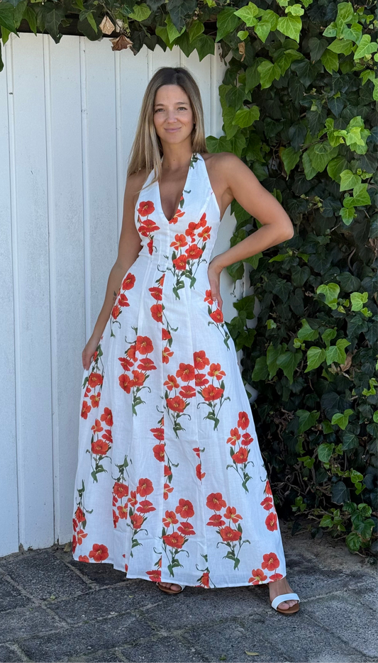 Valencia Orange Bloom Maxi Dress