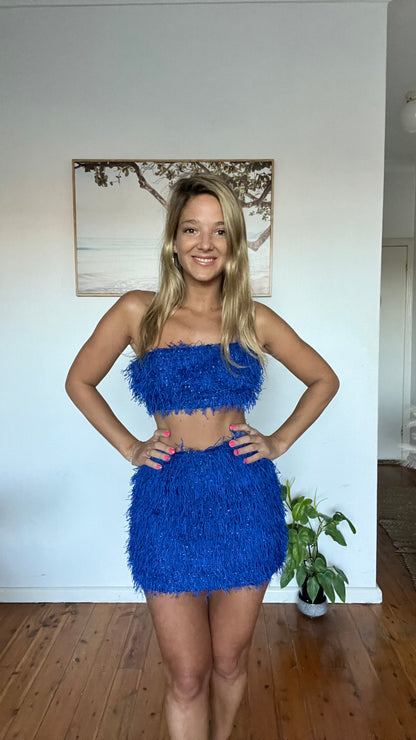 Blue fringed skirt
