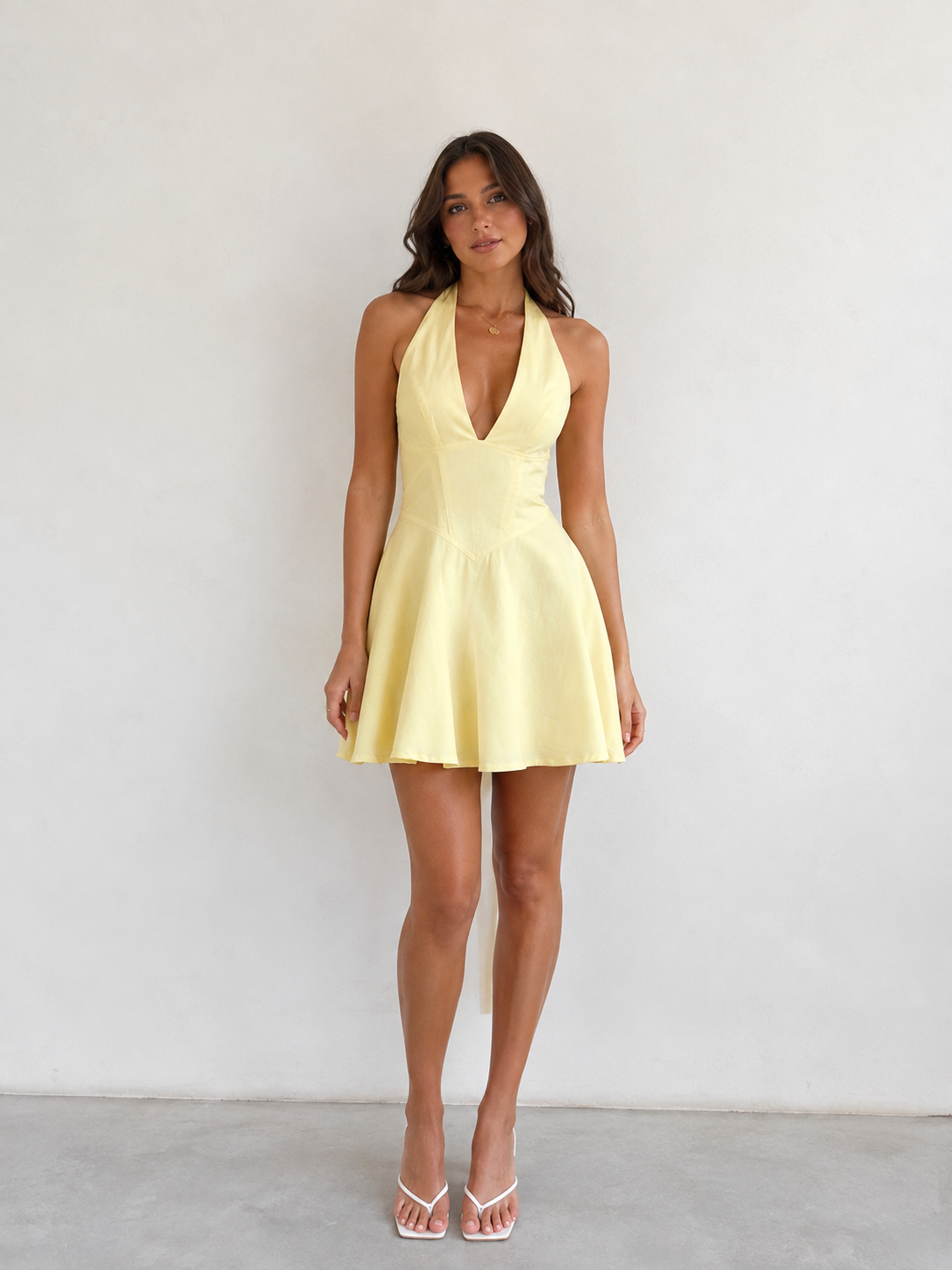 Yellow halter Mini Dress
