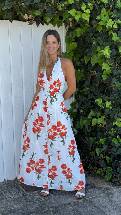 Valencia Orange Bloom Maxi Dress