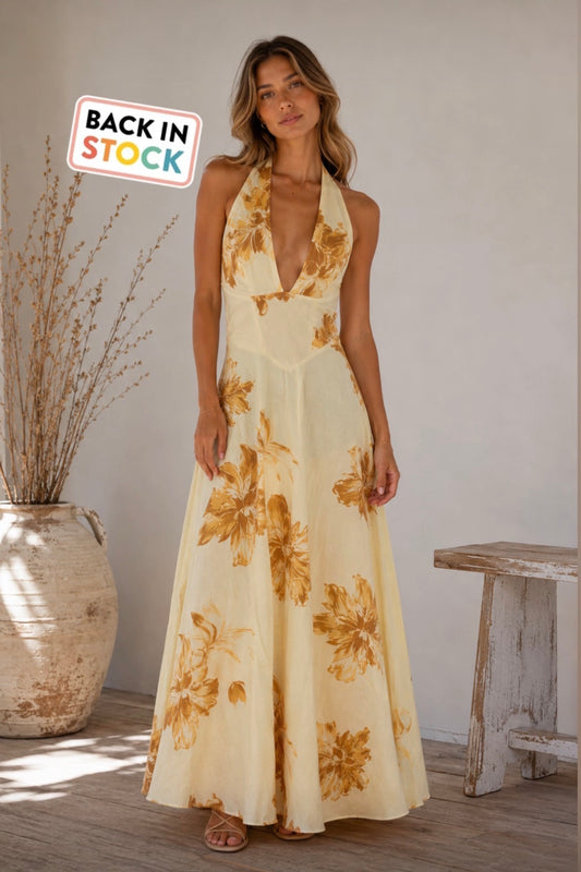 Golden Bloom Maxi Dress