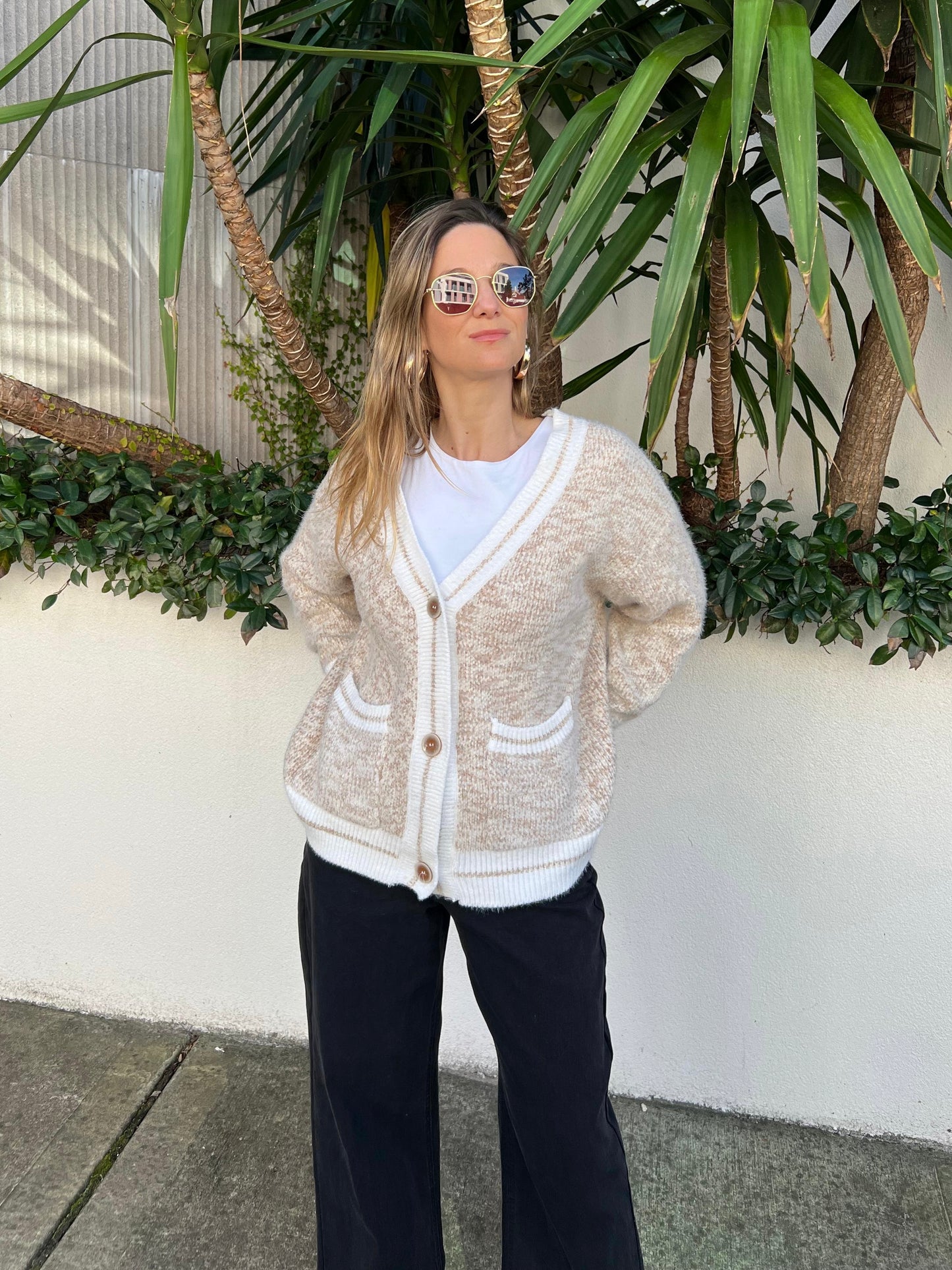 Hunky Knit Cardigan beige