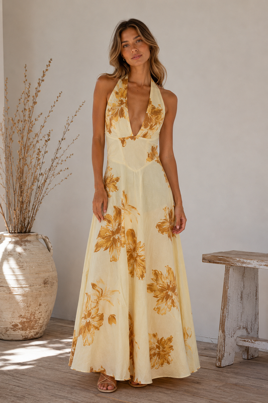 Golden Bloom Maxi Dress