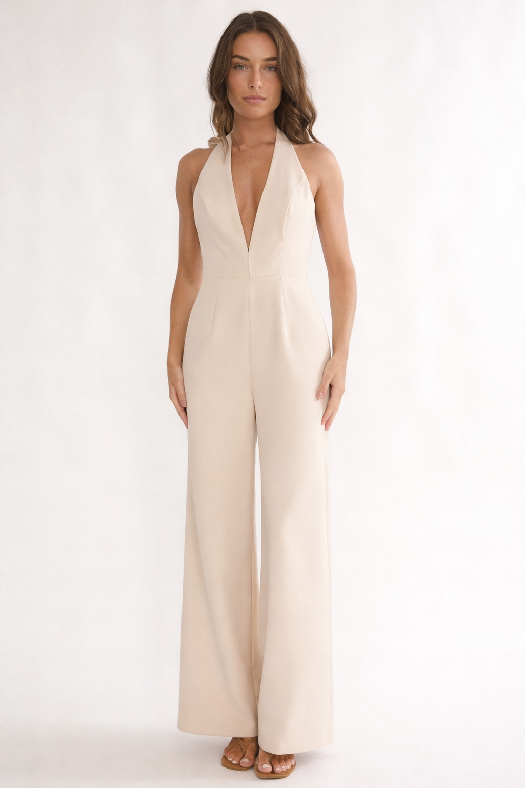 Trinity Beige halter jumpsuit