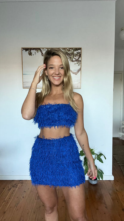 Blue fringed skirt