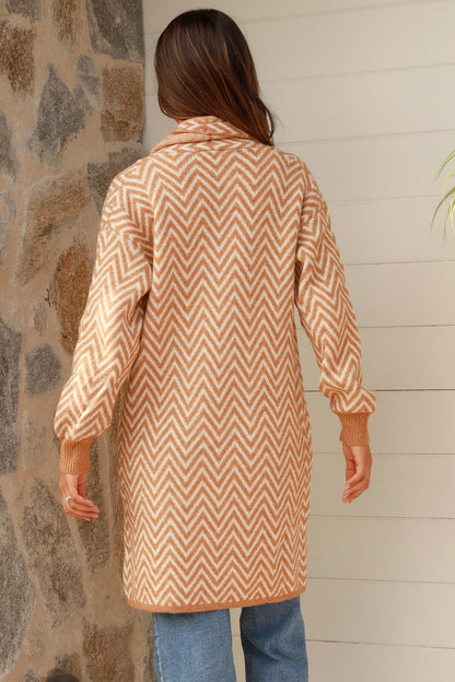Zigzag Camel cardigan