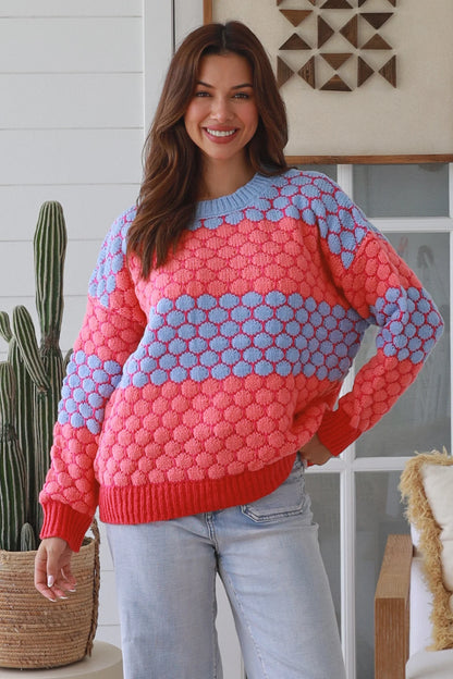 Color Pop Textured Knit Sweater