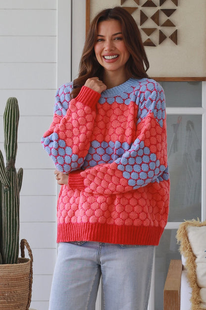 Color Pop Textured Knit Sweater