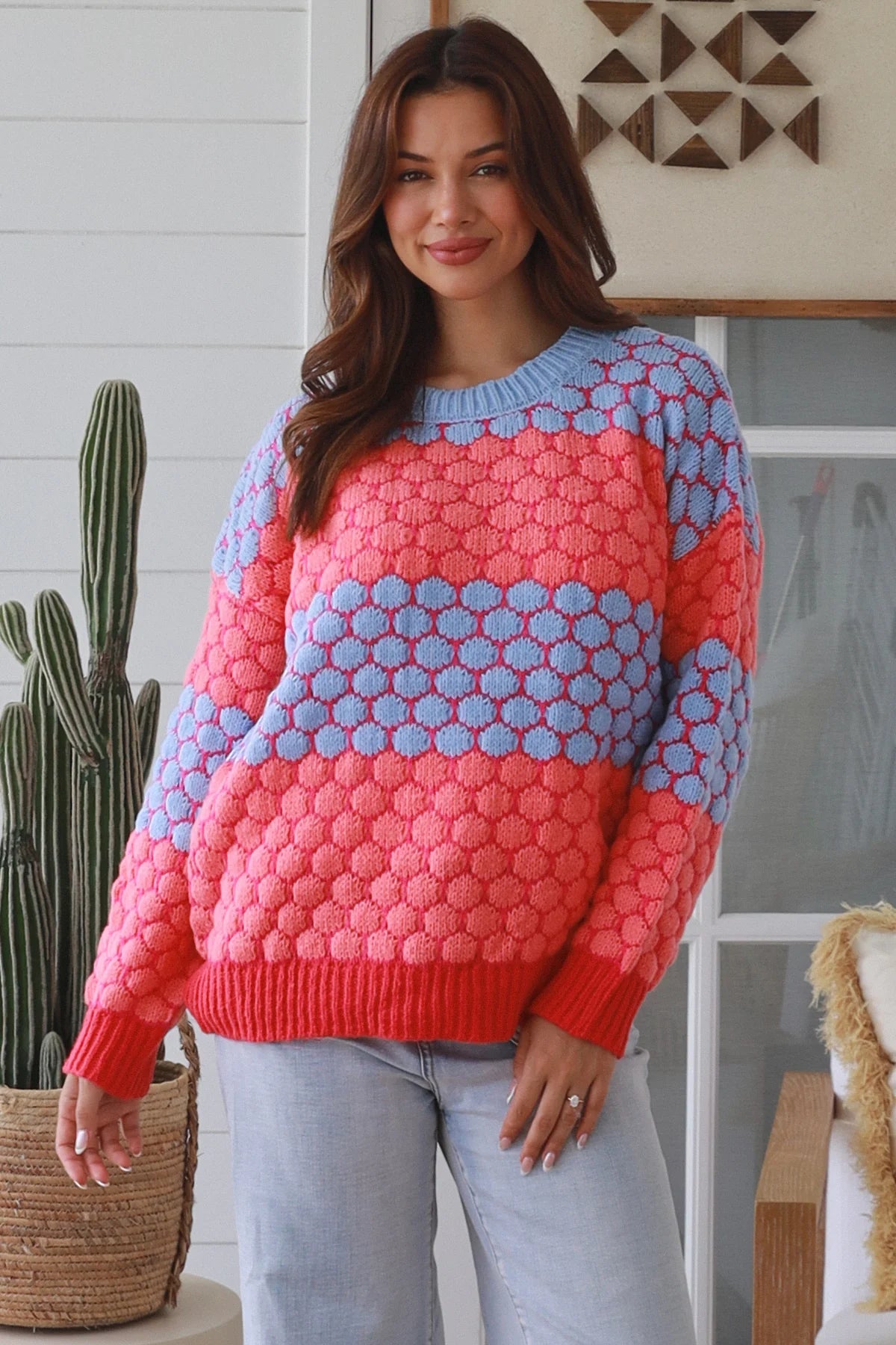Color Pop Textured Knit Sweater
