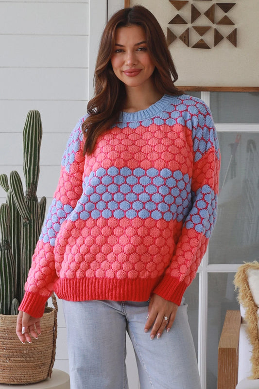 Color Pop Textured Knit Sweater