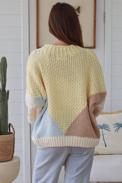 Pastel Color Block Knit Sweater