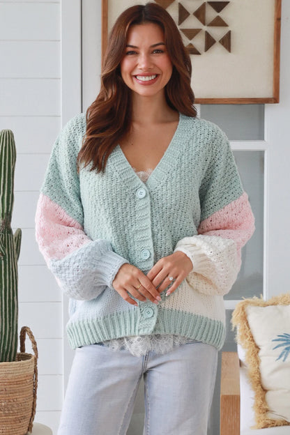 Soft Pastel Button Knit Cardigan