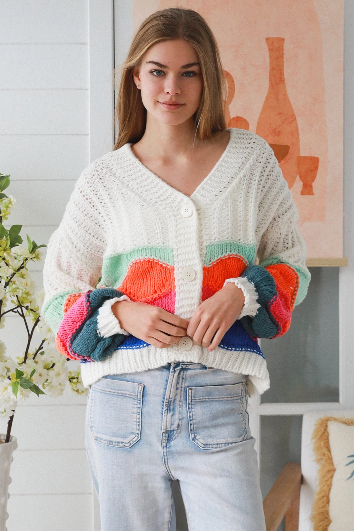 Color Wave knit cardigan