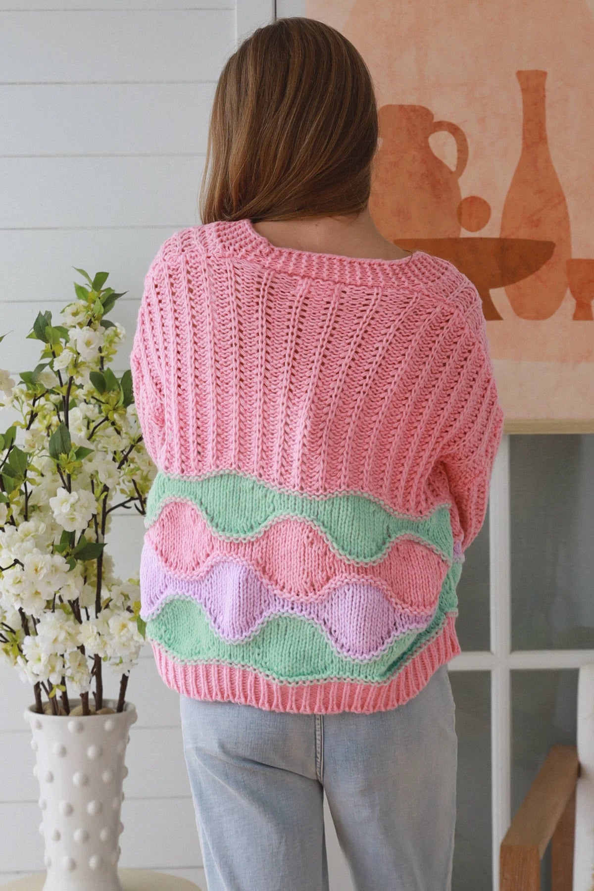 Pink Wave knit cardigan