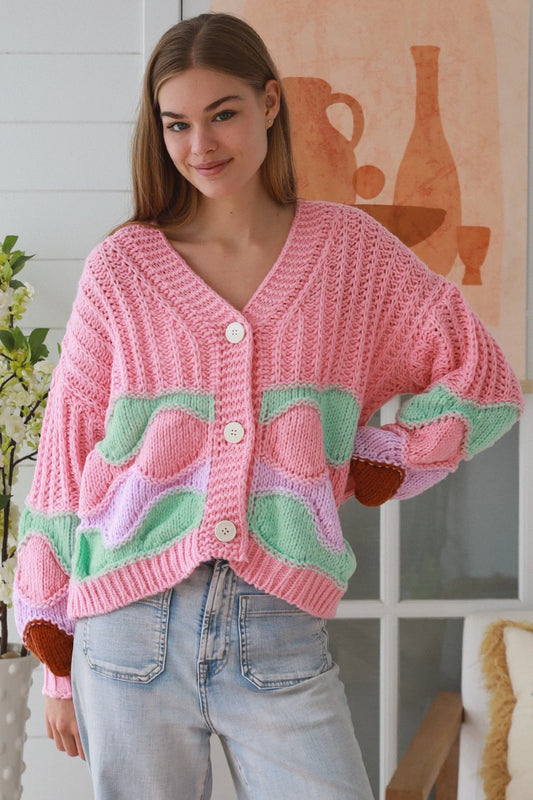 Pink Wave knit cardigan