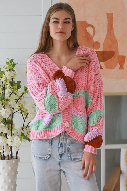 Pink Wave knit cardigan