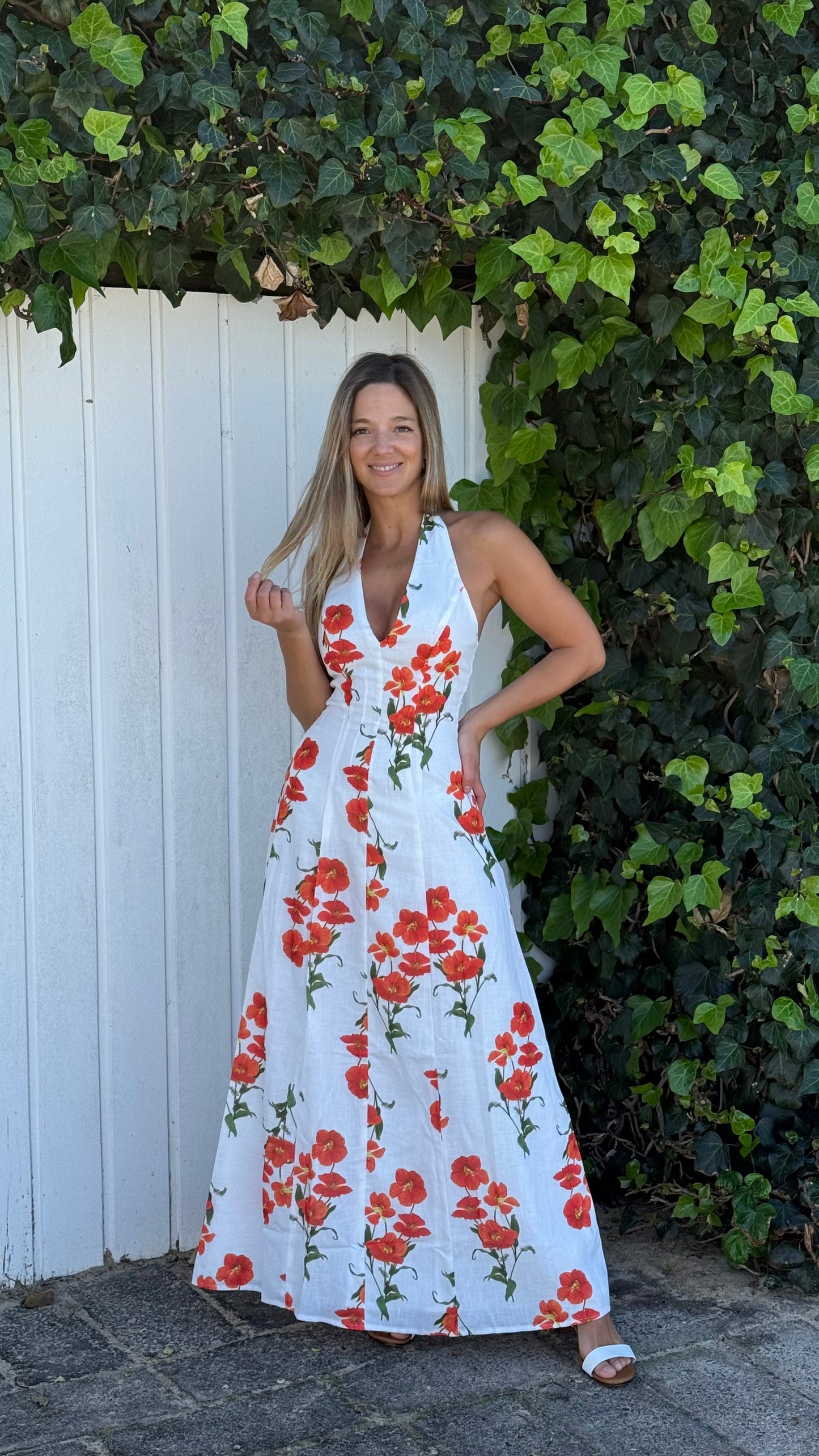 Valencia Orange Bloom Maxi Dress