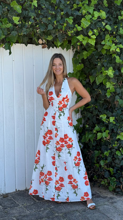 Valencia Orange Bloom Maxi Dress