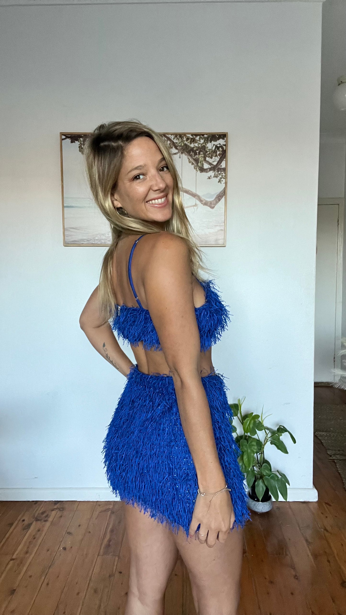 Blue fringed skirt