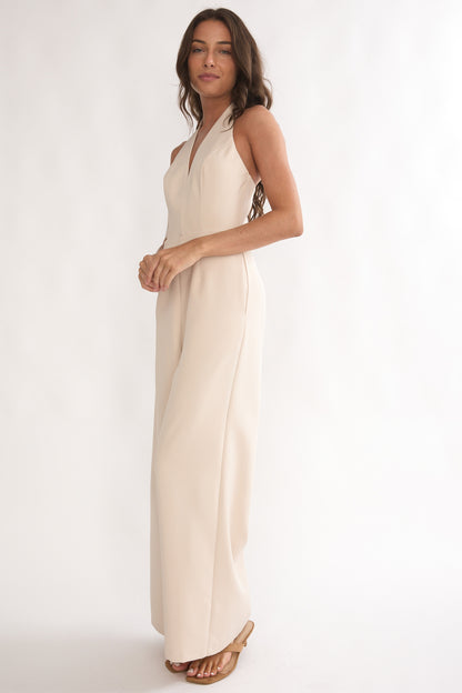 Trinity Beige halter jumpsuit