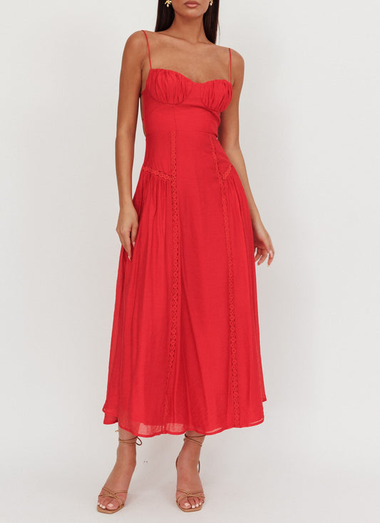Lizzie red midi dress