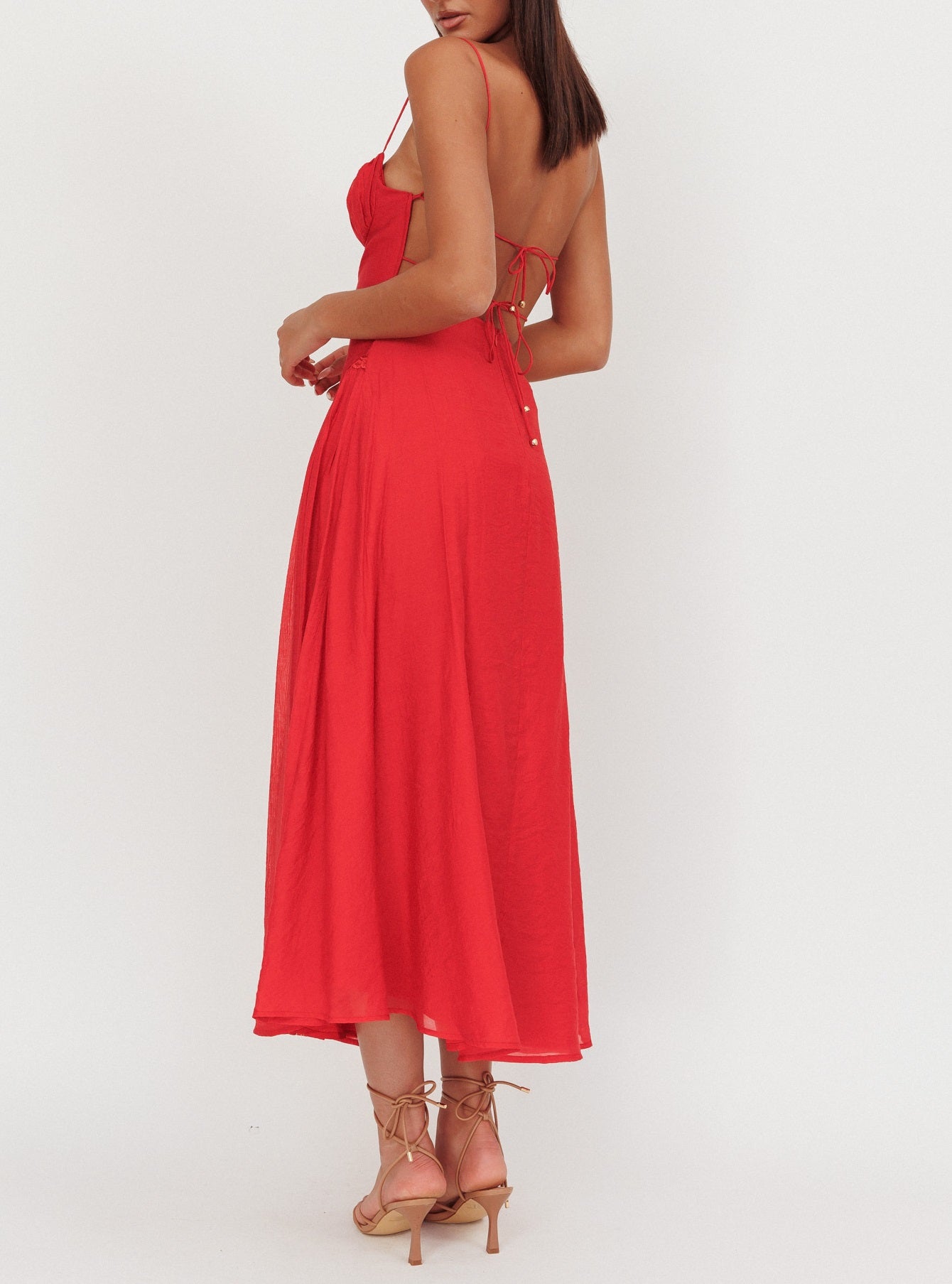 Lizzie red midi dress