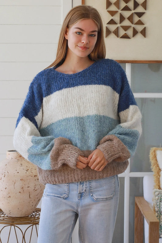 Ocean Whisper Colorblock Knit Sweater
