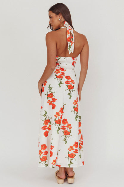 Valencia Orange Bloom Maxi Dress