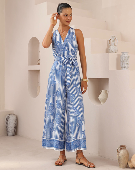 Blue floral jumpsuit