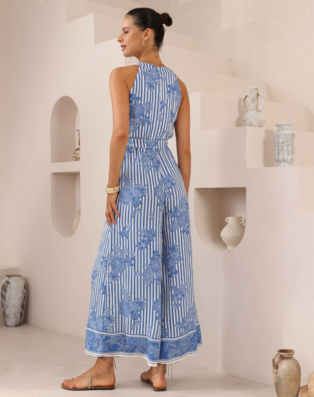 Blue floral jumpsuit