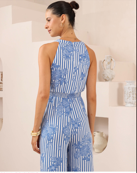 Blue floral jumpsuit